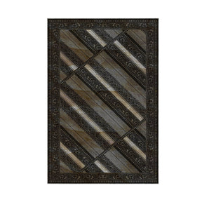 Covor 731 - V2, 80x120 cm, forma dreptunghiulara, poliester, negru/maro