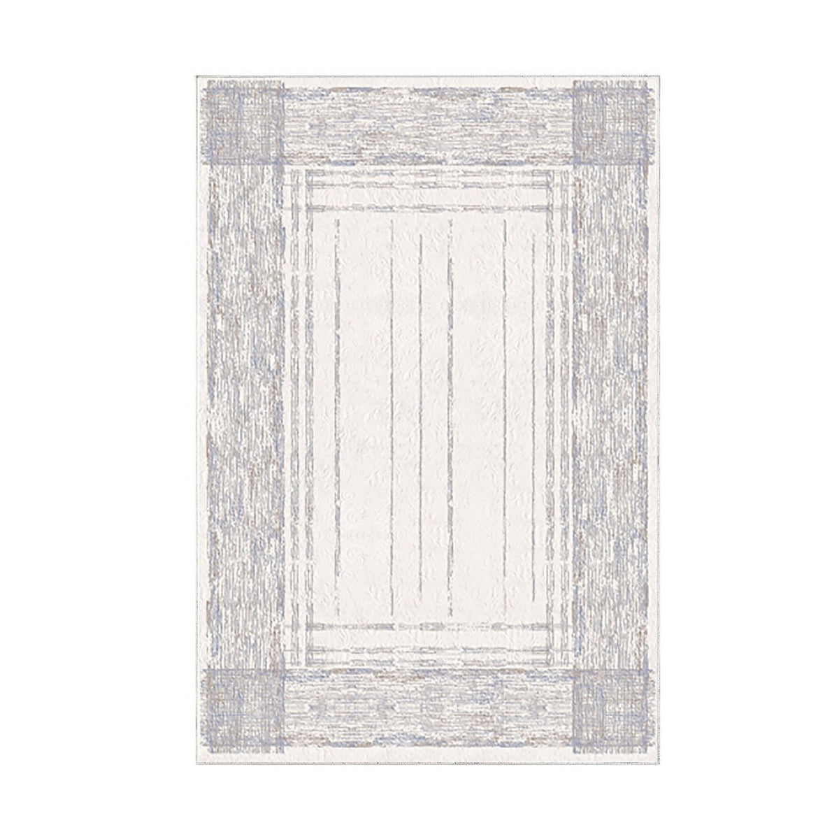 Covor M5076 - V2, 80x120 cm, forma dreptunghiulara, poliester, crem/albastru deschis
