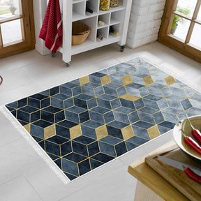 Covor 2146M, 80x120 cm, forma dreptunghiulara, poliester, albastru