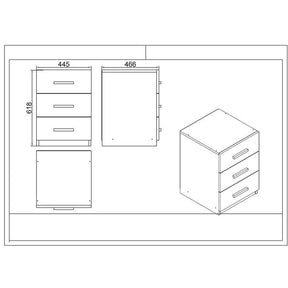 Set mobilier birou VO17 - OB, 6 piese, stejar/negru, PAL melaminat