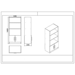 Set mobilier birou VO17 - W, 6 piese, alb, PAL melaminat