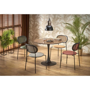 Masa rotunda OLMO, nuc/negru furniruit, 90x73 cm