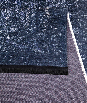 Covor 1058, 80x150 cm, forma dreptunghiulara, tesatura catifelata, albstru inchis