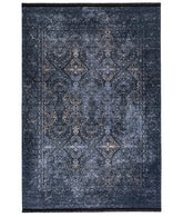 Covor 1058, 80x150 cm, forma dreptunghiulara, tesatura catifelata, albstru inchis
