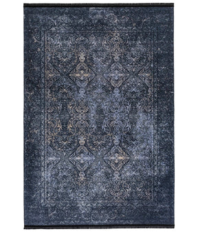 Covor 1058, 80x150 cm, forma dreptunghiulara, tesatura catifelata, albstru inchis