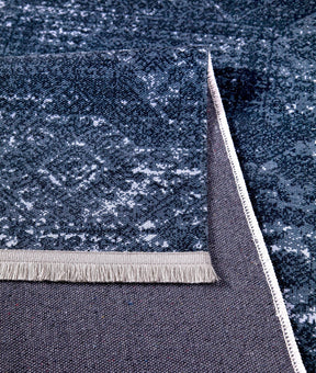 Covor 1510A, 80x150 cm, forma dreptunghiulara, tesatura catifelata, albastru inchis