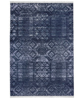 Covor 1510A, 80x150 cm, forma dreptunghiulara, tesatura catifelata, albastru inchis