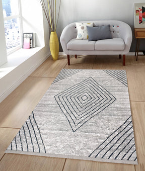 Covor 1512B, 80x150 cm, forma dreptunghiulara, tesatura catifelata, gri deschis/gri inchis