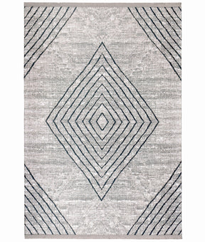 Covor 1512B, 80x150 cm, forma dreptunghiulara, tesatura catifelata, gri deschis/gri inchis