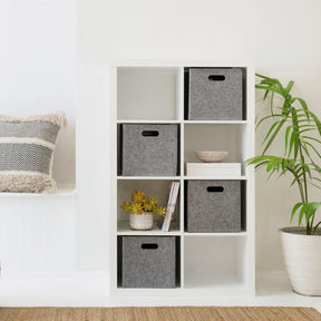 Set 4 cutii HMY-6356, gri, material textil, 24x24x24 cm