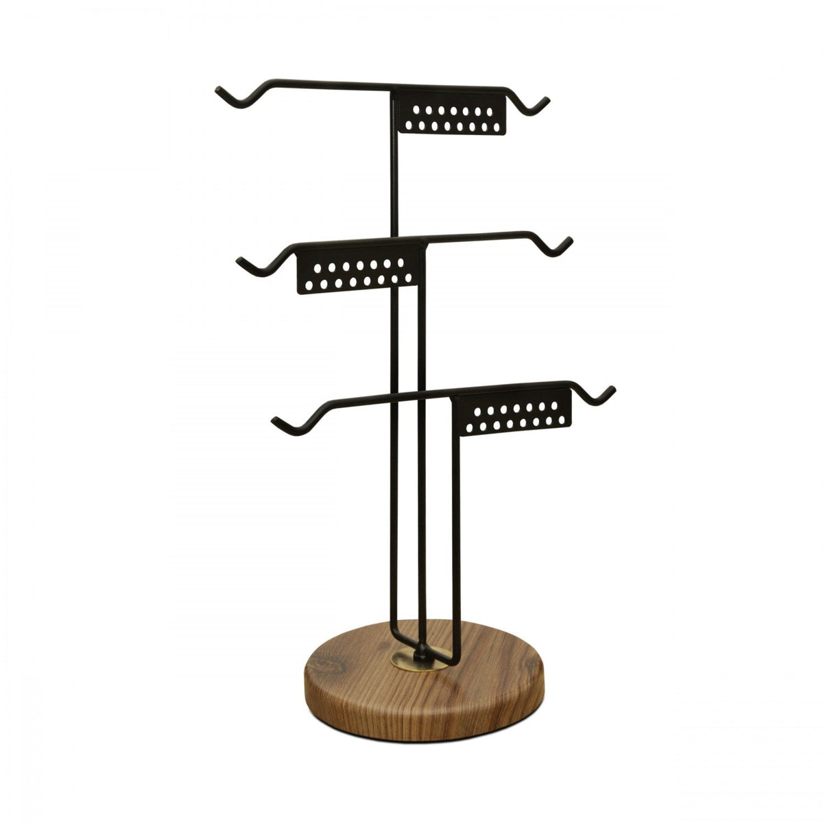 Suport bijuterii 241356, negru/nuc, metal/lemn, 25x39 cm