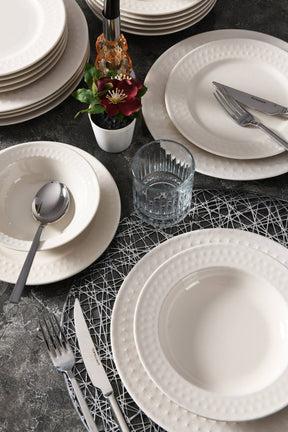 Set de cina IN24Y2740694, 24 piese, alb, portelan