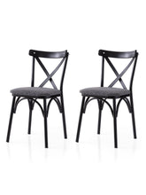 Set 2 scaune EKOL 288 V2, gri antracit/negru, stofa clasica/metal, 42x40x81 cm
