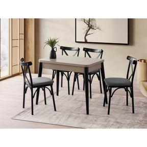 Masa extensibila DOLUNAY 1285, bej, PAL melaminat, 100/120x60/100x75 cm