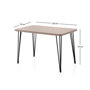 Masa LAGOS 1424, bej/negru, PAL melaminat/metal, 120x70x75 cm