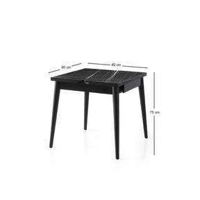 Masa extensibila TOTEM 3041, negru cu efect de marmura, PAL melaminat, 80/160x80x75 cm