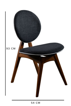 Set 2 scaune TOUCH V2, gri antracit/nuc, stofa clasica/lemn, 54x55x93 cm