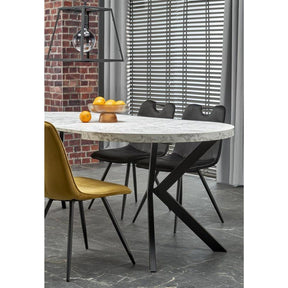 Masa extensibila PERONI, alb/gri/negru, PAL furniruit /otel, 100/250x100x75 cm