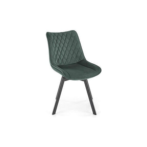 Scaun tapitat K520, verde/negru, stofa catifelata, rotativ, 45x63x80 cm