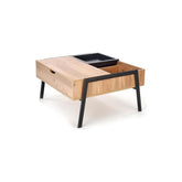Masuta de cafea PODIUM, stejar natural/negru furniruit, cu spatiu depozitare, 85x80x43 cm