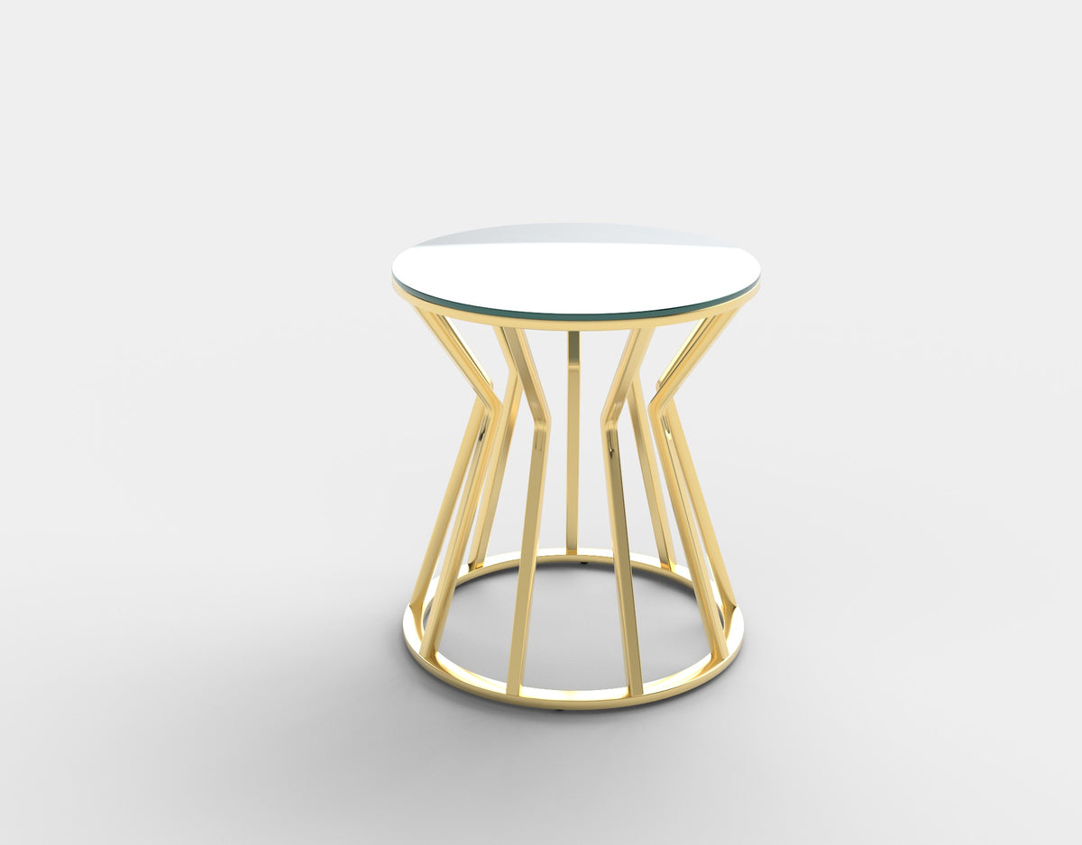Masuta de cafea AFINA S, oglinda/auriu, sticla/metal, 45x50 cm