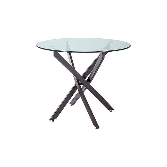 Masa AGIS, negru, sticla/metal, 90x90x72 cm