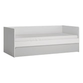Pat ALBI 90x200, alb, PAL/metal, cu somiera si spatiu depozitare