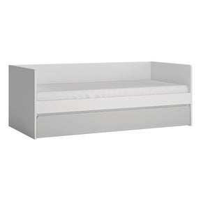 Pat ALBI 90x200, alb, PAL/metal, cu somiera si spatiu depozitare