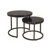 Set 2 masute de cafea AMARO, negru, metal , 53x45/43x35 cm