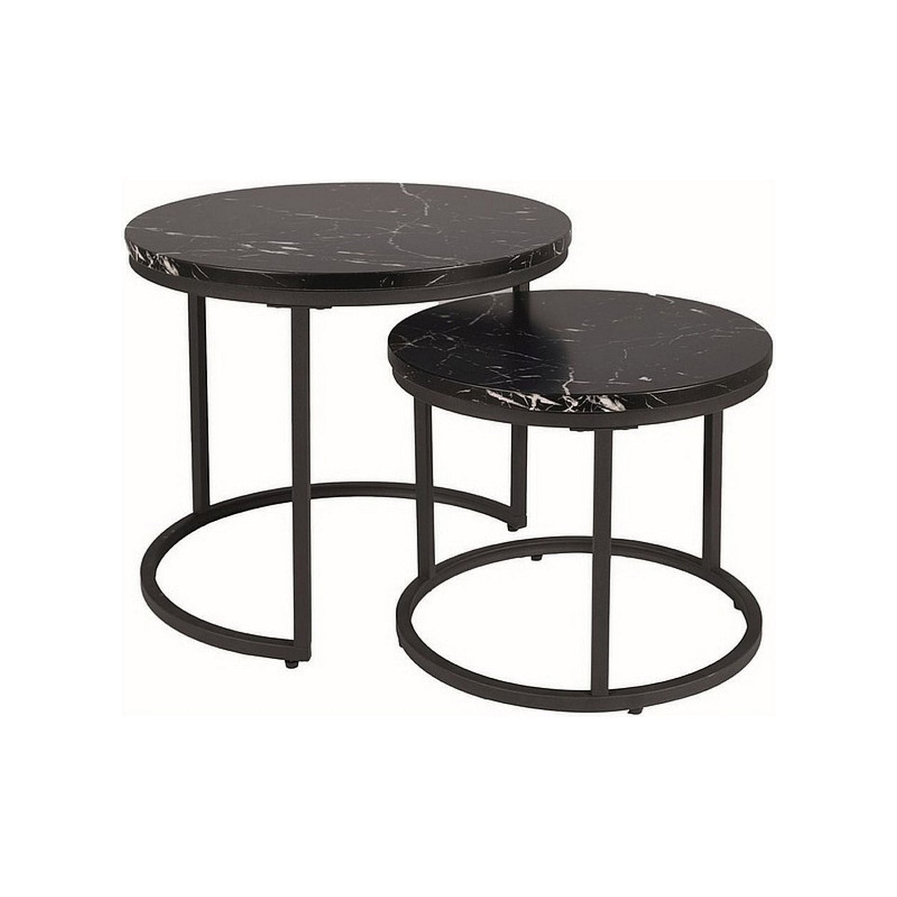 Set 2 masute de cafea AMARO, negru, metal , 53x45/43x35 cm