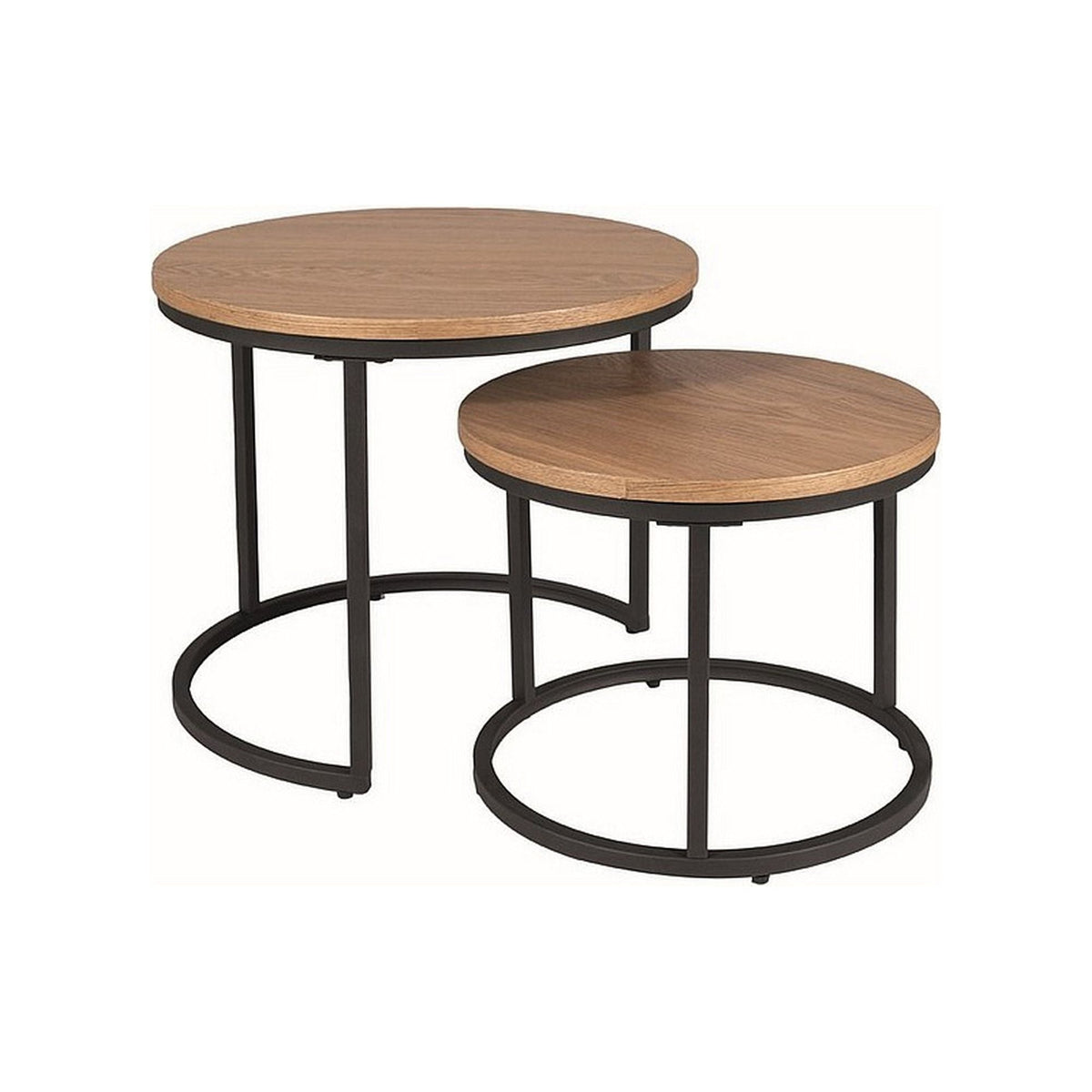 Set 2 masute cafea AMARO, stejar/negru