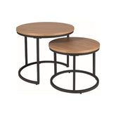 Set 2 masute de cafea AMARO, stejar/negru, metal , 53x45/43x35 cm