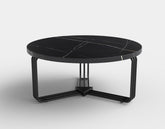 Masuta cafea rotunda Antica, marmura neagra/negru, 80x36 cm