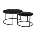 Set 2 masute de cafea ATLANTA D, blat din sticla si furnir/cadru metal negru