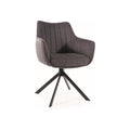 Scaun rotativ AZALIA, gri inchis/negru, stofa/metal, 61x44x86 cm