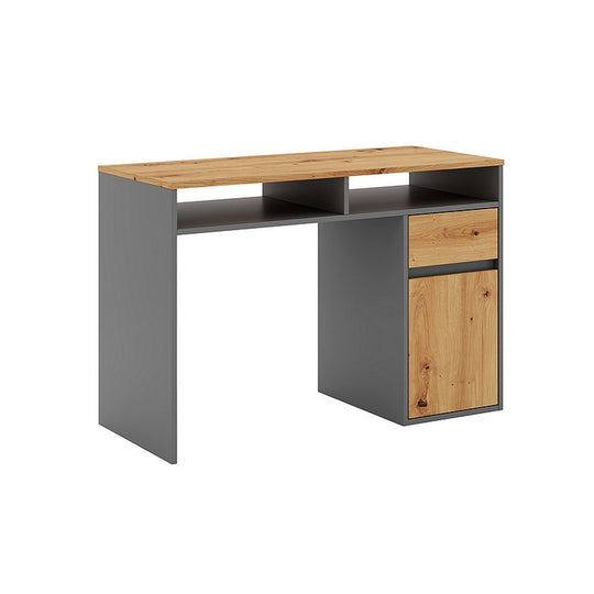 Birou B-012, stejar/gri antracit, PAL laminat, cu o usa si un sertar, 110x48x75 cm