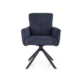 Scaun rotativ BASIL, albastru/negru, stofa clasica - Vardo 89/metal, 61x43x89 cm