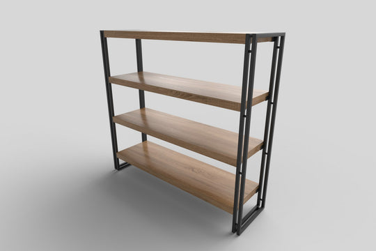 Etajera Bolivar, MDF stejar/negru, 100X30X120 cm