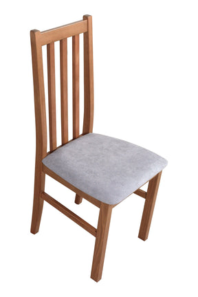 Scaun BOS 10, nuc deschis/gri - Riviera 91, lemn de fag/stofa catifelata, 43x40x94 cm