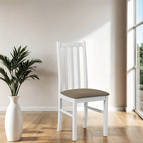 Scaun BOS 10, alb/gri - Inari 23, lemn de fag/stofa clasica, 43x40x94 cm