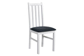 Scaun BOS 10, alb/gri inchis - Hygge 96, lemn de fag/stofa clasica, 43x40x94 cm