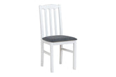 Scaun BOS 12, alb/gri inchis - Hygge 96, lemn de fag/stofa clasica, 43x40x90 cm