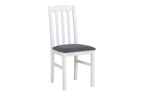 Scaun BOS 12, alb/gri inchis - Hygge 96, lemn de fag/stofa clasica, 43x40x90 cm