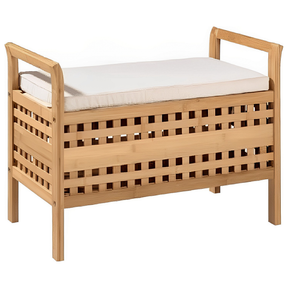Bancuta TOLOSA, stejar/gri, lemn bambus, 69x37x50 cm