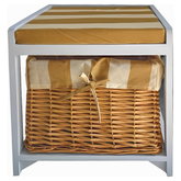 Bancuta GINGER 3 NEW, lemn/material textil, alb, 40x34x45 cm