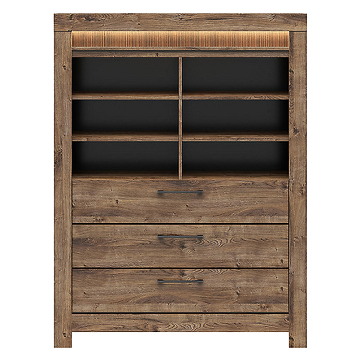 Biblioteca Torin cu 3 sertare, stejar, 45X114X150 cm