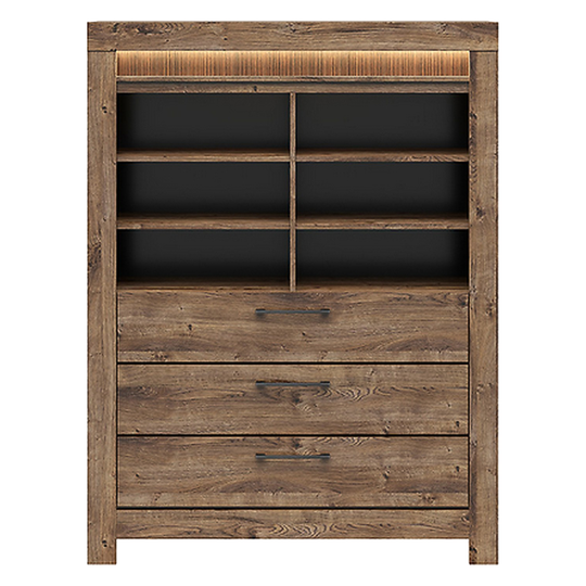 Biblioteca Torin cu 3 sertare, stejar, 45X114X150 cm