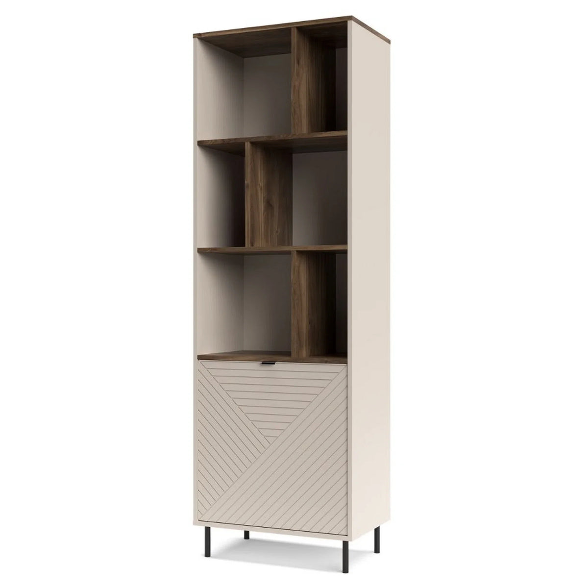 Biblioteca cu rafturi pentru carti EVO, casmir/stejar, PAL laminat, 63x40x195 cm