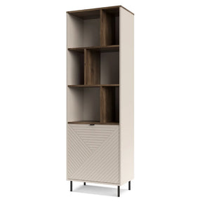 Biblioteca cu rafturi pentru carti EVO, casmir/stejar, PAL laminat, 63x40x195 cm