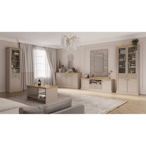 Comoda moderna living IDELLO, taupe/stejar, PAL, 172x39x89 cm